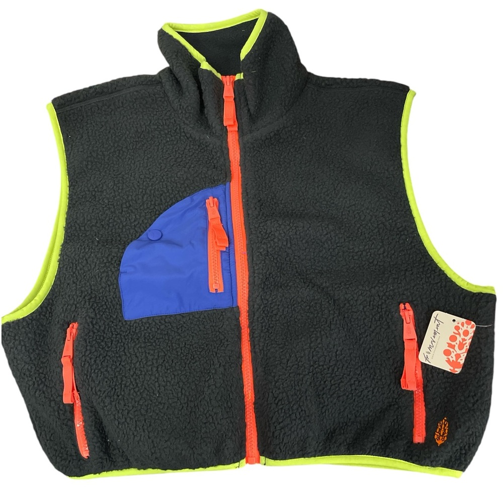 Free People Black Vest with Blue and Neon Highlights - Picture 10 of 16